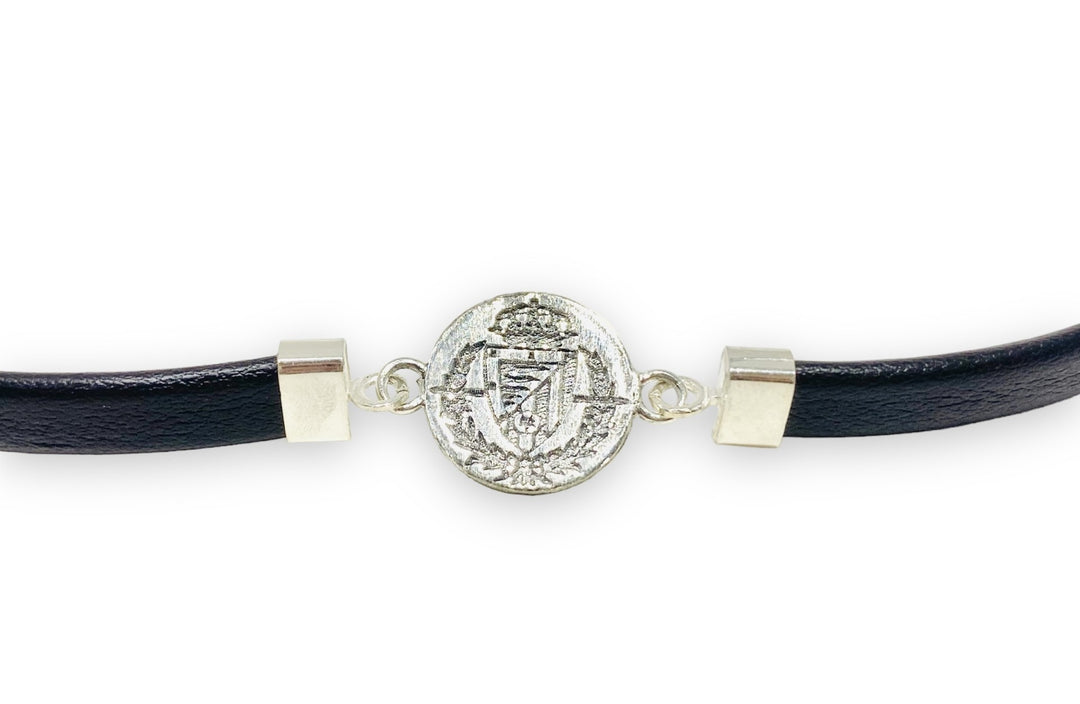 PULSERA PLATA BRILLO Y PIEL NEGRA